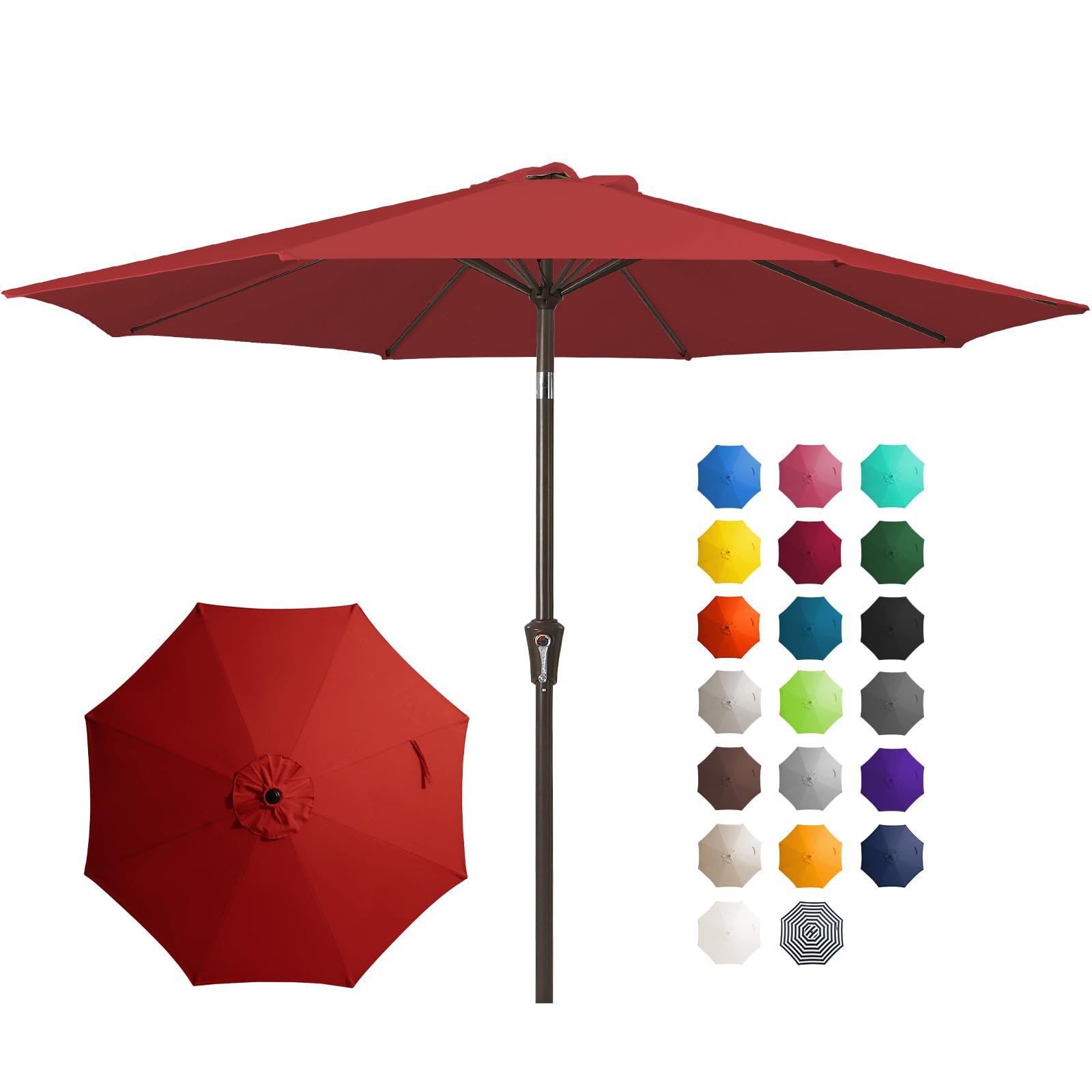 JEAREY 10FT Outdoor Patio Umbrella Outdoor Table Umbrella with Push Button Tilt and Crank, Market Umbrella 8 Sturdy Ribs UV Protection Waterproof for Pool, Garden (Navy)