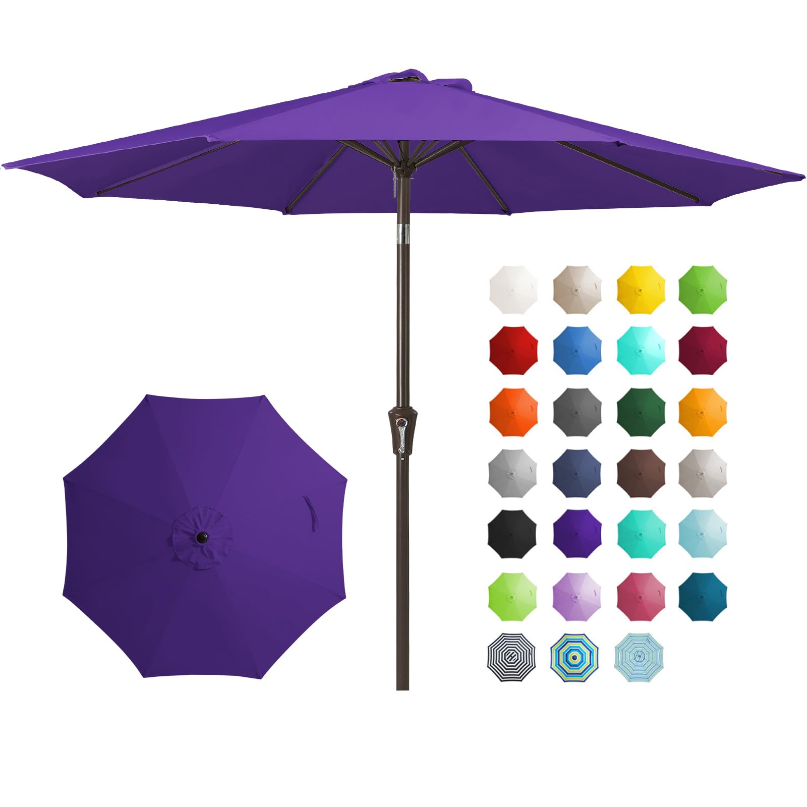 JEAREY 9FT Outdoor Patio Umbrella Outdoor Table Umbrella with Push Button Tilt and Crank, Market Umbrella 8 Sturdy Ribs UV Protection Waterproof for Garden, Deck, Backyard, Pool (Beige)