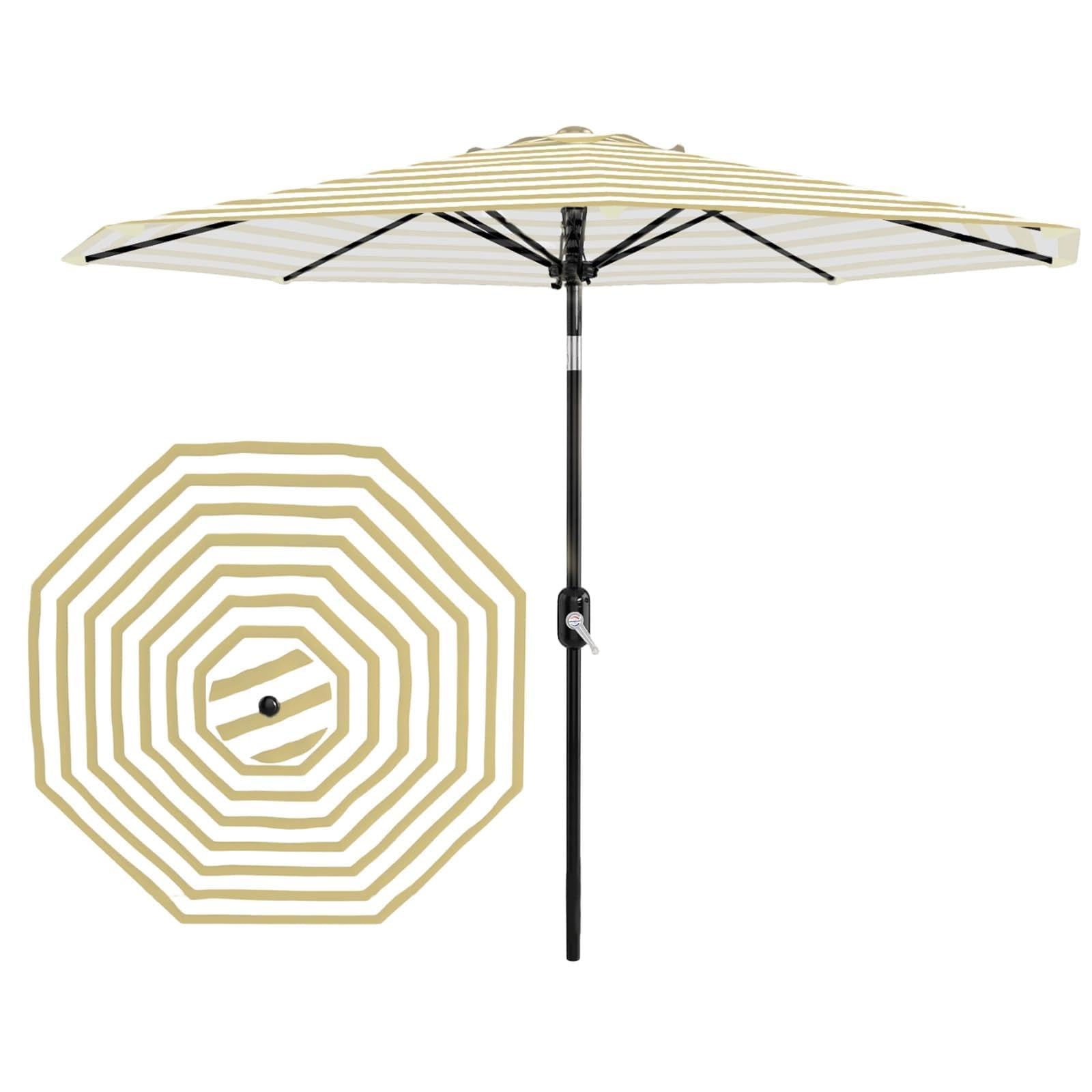 Garvee 9FT Patio Umbrella - Outdoor Table Umbrella with Smooth Crank Lift, Push Button Tilt and 8 Sturdy Ribs - Market Umbrella UV Protection Waterproof for Pool, Deck, Yard, Garden (Navy Blue)