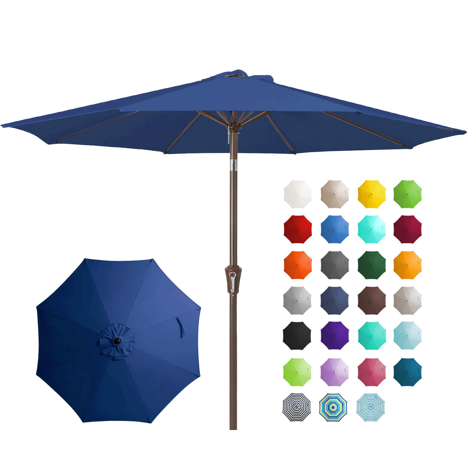 JEAREY 9FT Outdoor Patio Umbrella Outdoor Table Umbrella with Push Button Tilt and Crank, Market Umbrella 8 Sturdy Ribs UV Protection Waterproof for Garden, Deck, Backyard, Pool (Beige)
