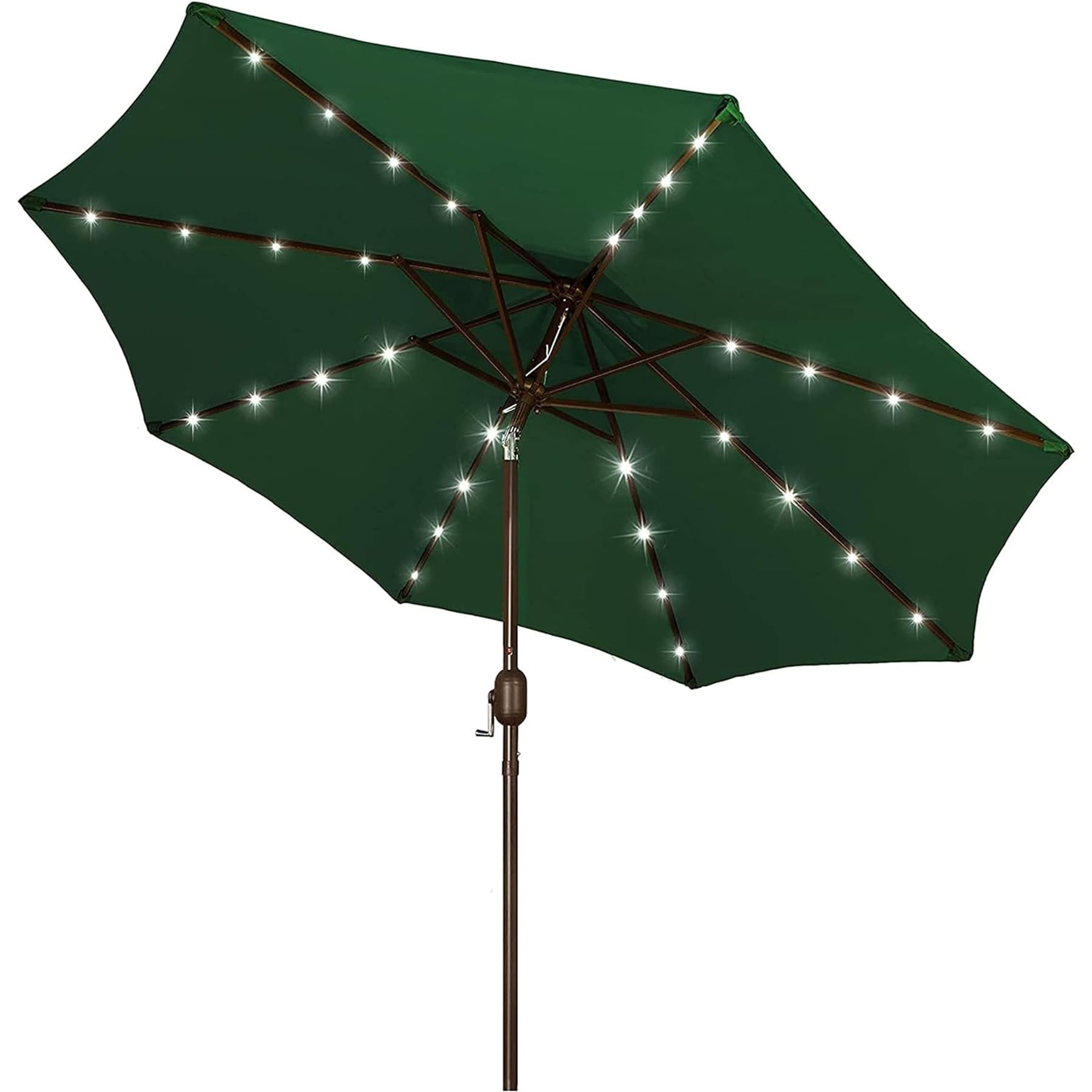 Blissun 9 ft Solar Umbrella 32 LED Lighted Patio Umbrella Table Market Umbrella with Tilt and Crank Outdoor Umbrella for Garden, Deck, Backyard, Pool and Beach (Cerulean)