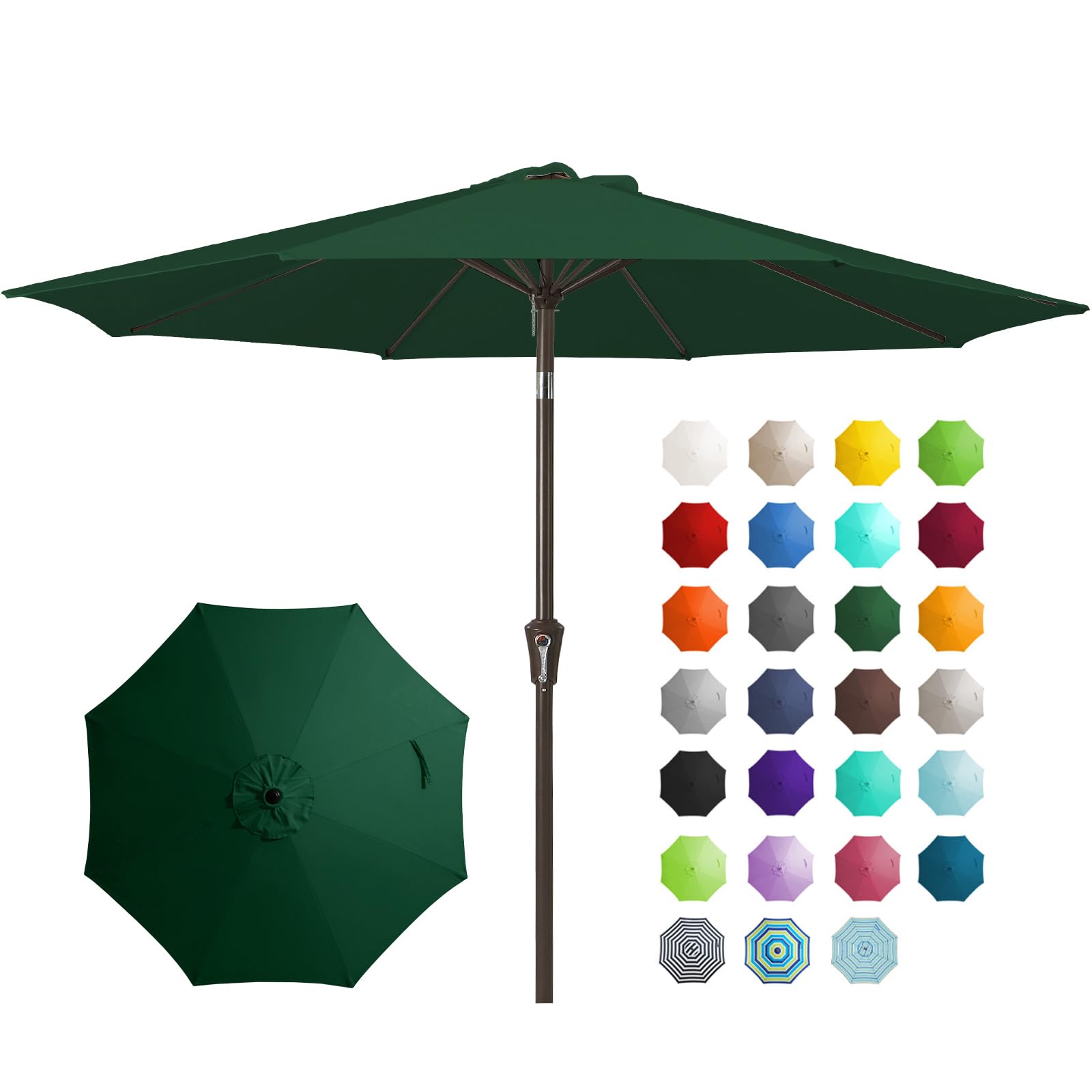 JEAREY 9FT Outdoor Patio Umbrella Outdoor Table Umbrella with Push Button Tilt and Crank, Market Umbrella 8 Sturdy Ribs UV Protection Waterproof for Garden, Deck, Backyard, Pool (Beige)