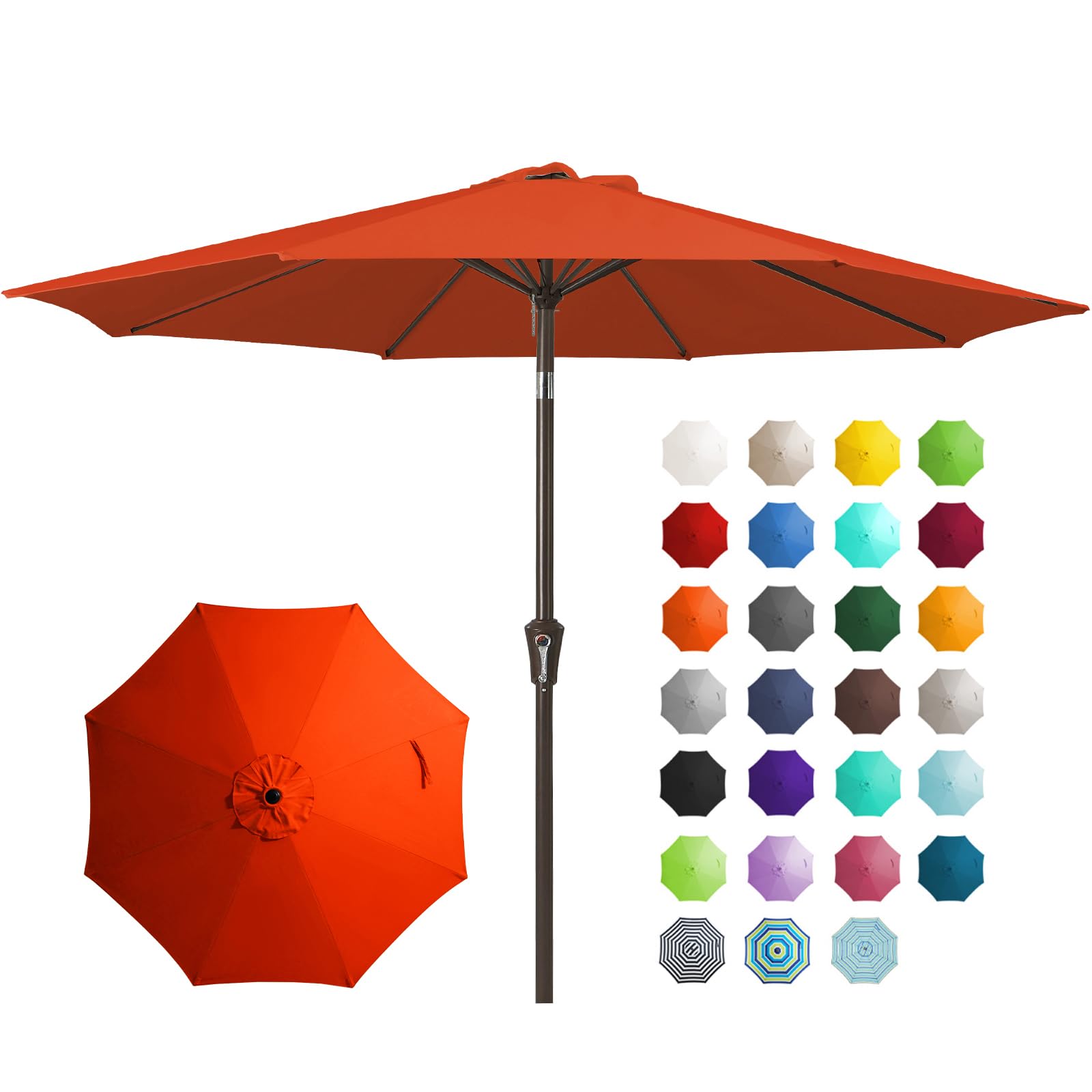 JEAREY 9FT Outdoor Patio Umbrella Outdoor Table Umbrella with Push Button Tilt and Crank, Market Umbrella 8 Sturdy Ribs UV Protection Waterproof for Garden, Deck, Backyard, Pool (Beige)