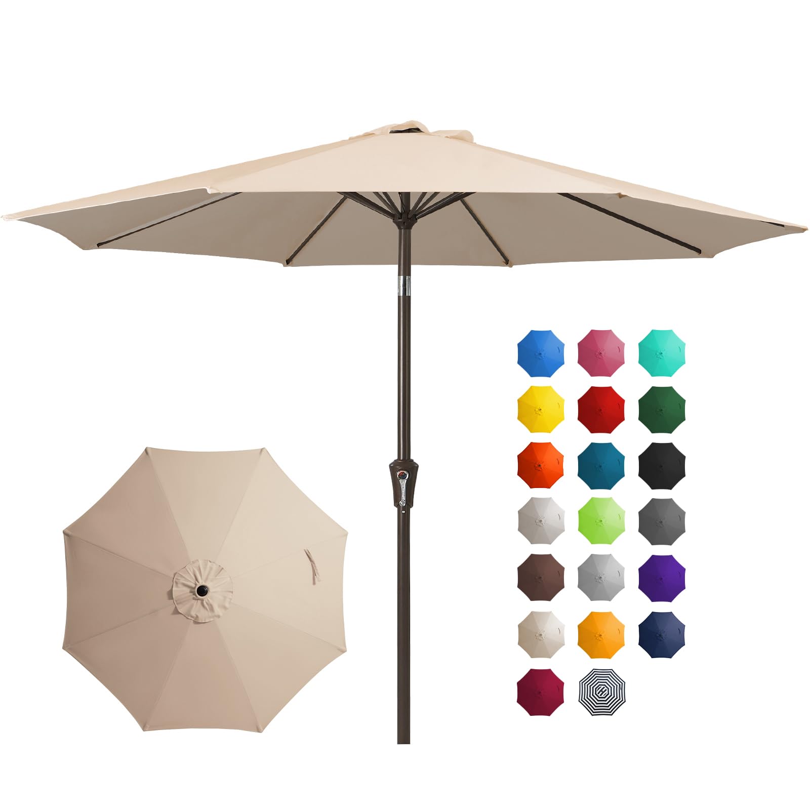 JEAREY 10FT Outdoor Patio Umbrella Outdoor Table Umbrella with Push Button Tilt and Crank, Market Umbrella 8 Sturdy Ribs UV Protection Waterproof for Pool, Garden (Navy)