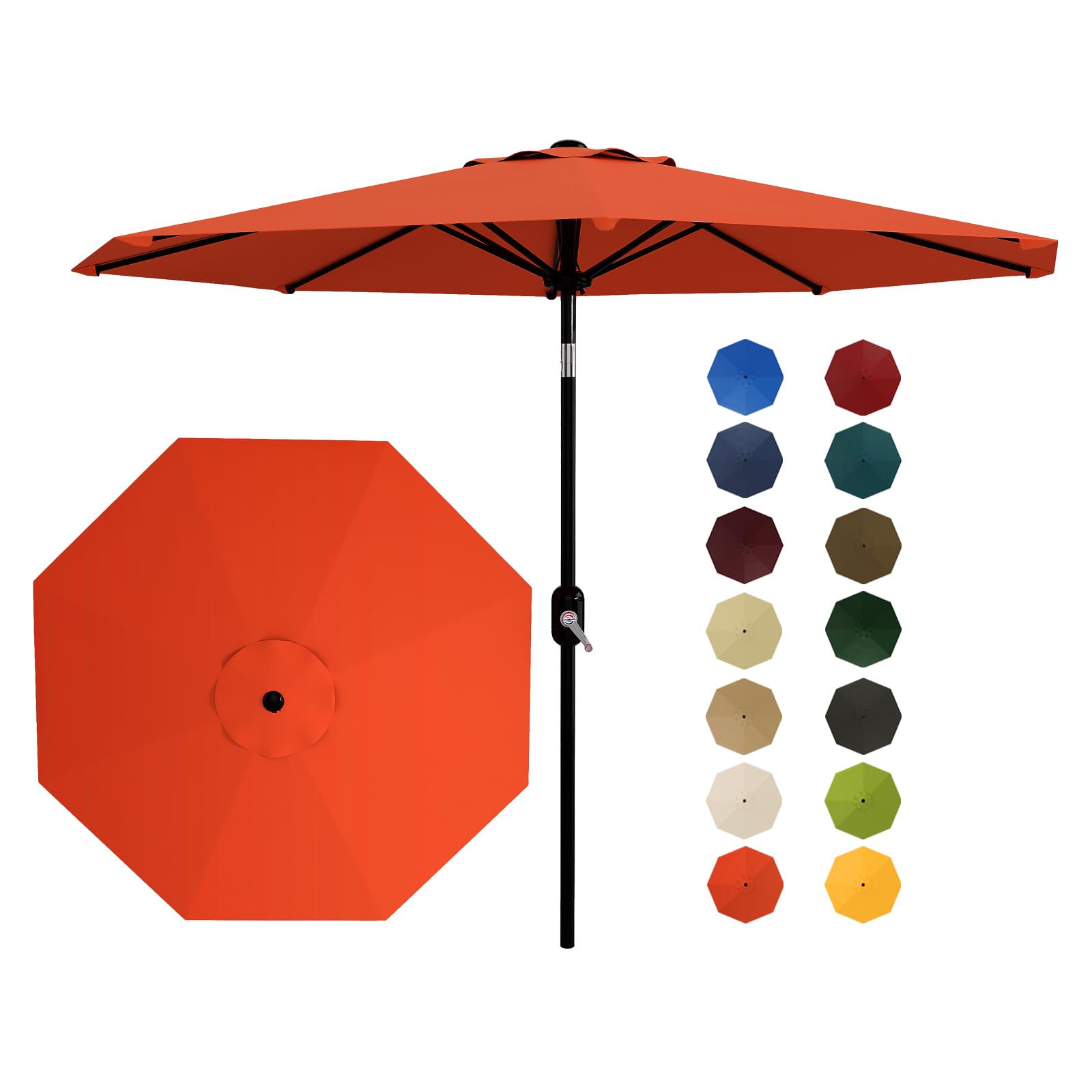 Garvee 9FT Patio Umbrella - Outdoor Table Umbrella with Smooth Crank Lift, Push Button Tilt and 8 Sturdy Ribs - Market Umbrella UV Protection Waterproof for Pool, Deck, Yard, Garden (Navy Blue)