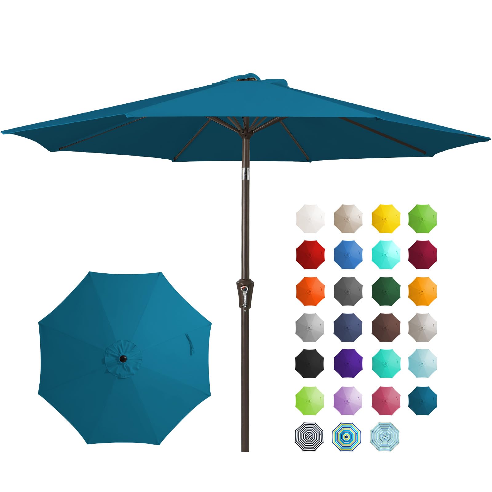 JEAREY 9FT Outdoor Patio Umbrella Outdoor Table Umbrella with Push Button Tilt and Crank, Market Umbrella 8 Sturdy Ribs UV Protection Waterproof for Garden, Deck, Backyard, Pool (Beige)