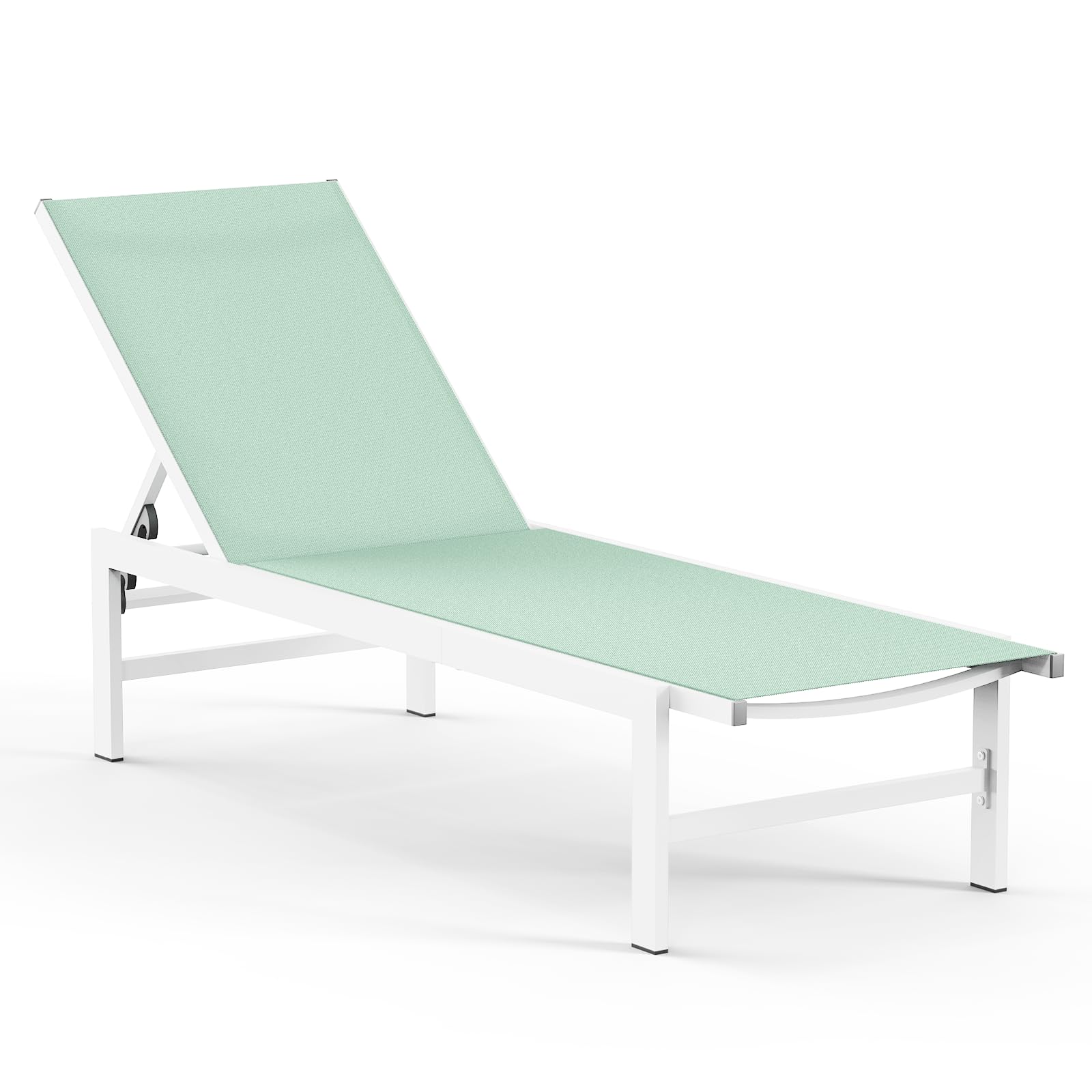 Vexwalx Outdoor Lounge Chair for Pool, Aluminum Chaise Lounge Chairs with 5-Position Recliner, Patio Lounge Chair for Backyard, Poolside, Deck, Lawn (Khaki)