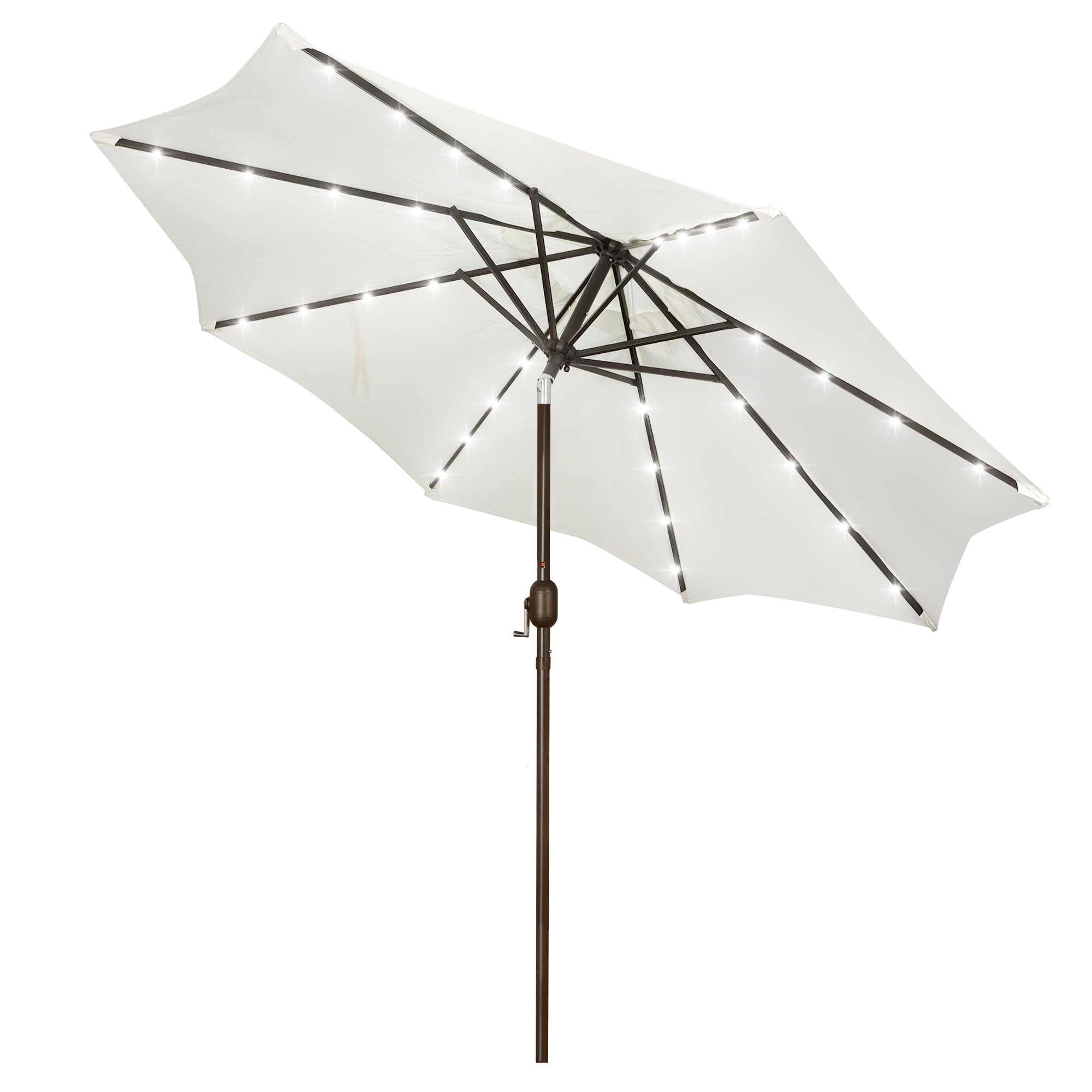 Blissun 9 ft Solar Umbrella 32 LED Lighted Patio Umbrella Table Market Umbrella with Tilt and Crank Outdoor Umbrella for Garden, Deck, Backyard, Pool and Beach (Cerulean)