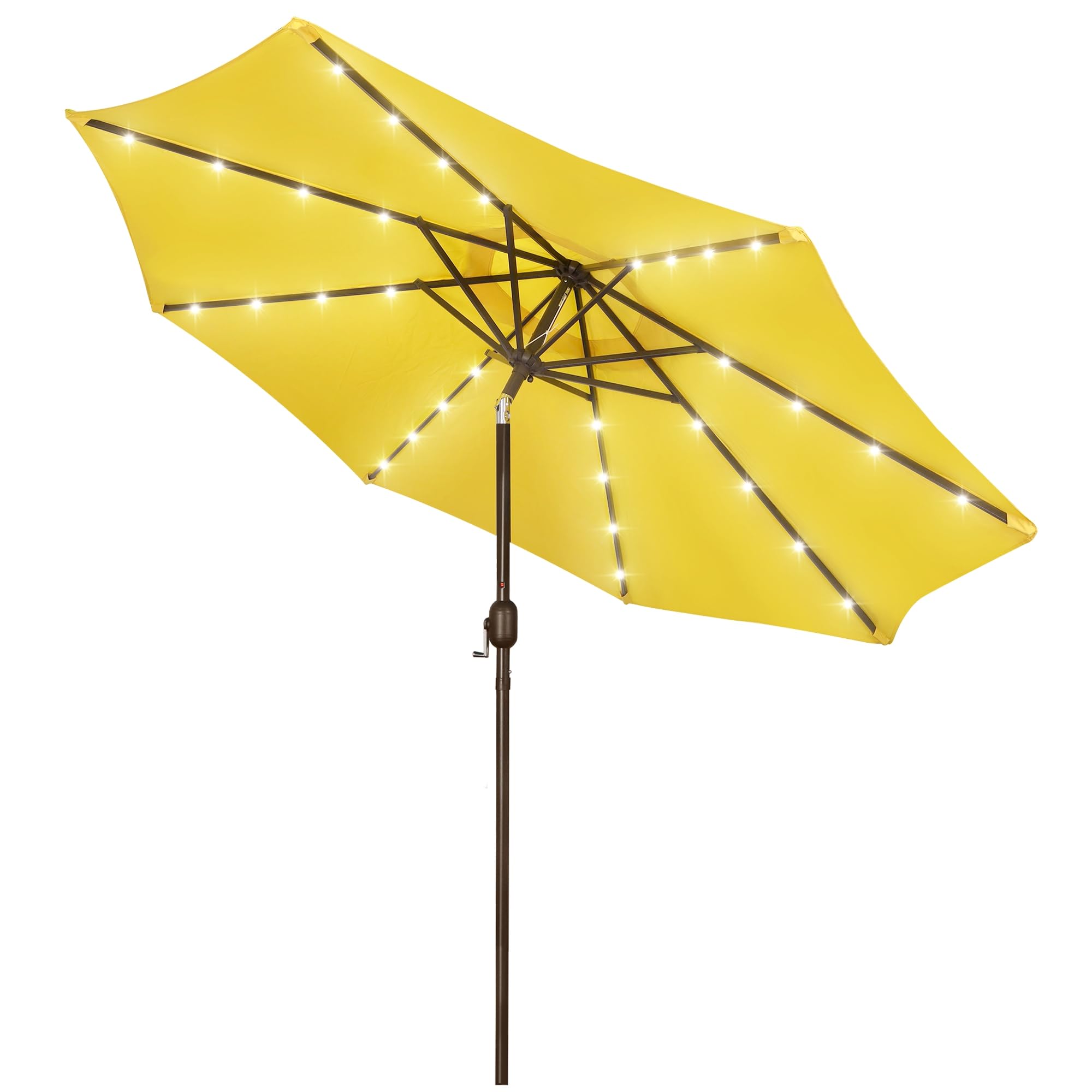 Blissun 9 ft Solar Umbrella 32 LED Lighted Patio Umbrella Table Market Umbrella with Tilt and Crank Outdoor Umbrella for Garden, Deck, Backyard, Pool and Beach (Cerulean)