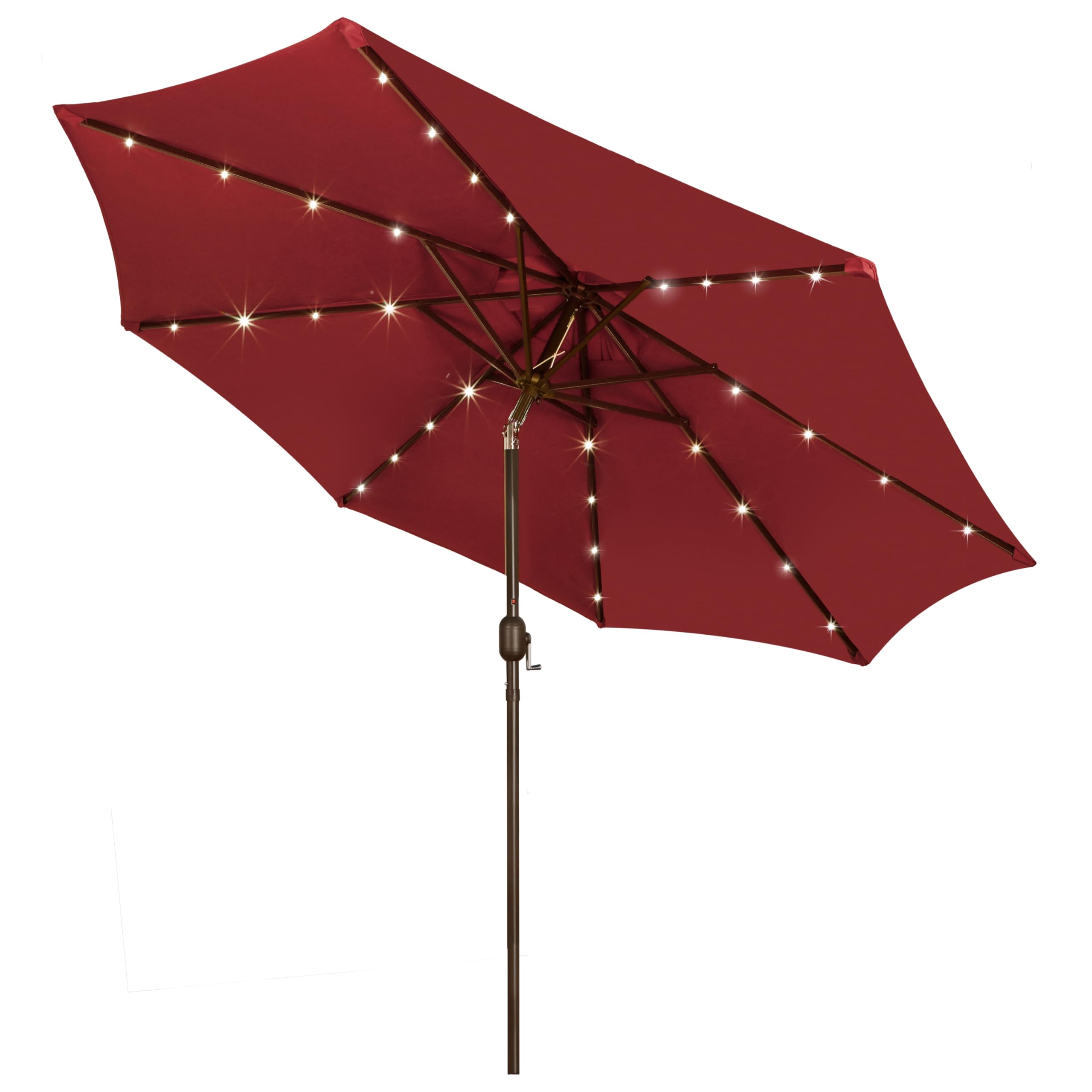 Blissun 9 ft Solar Umbrella 32 LED Lighted Patio Umbrella Table Market Umbrella with Tilt and Crank Outdoor Umbrella for Garden, Deck, Backyard, Pool and Beach (Cerulean)