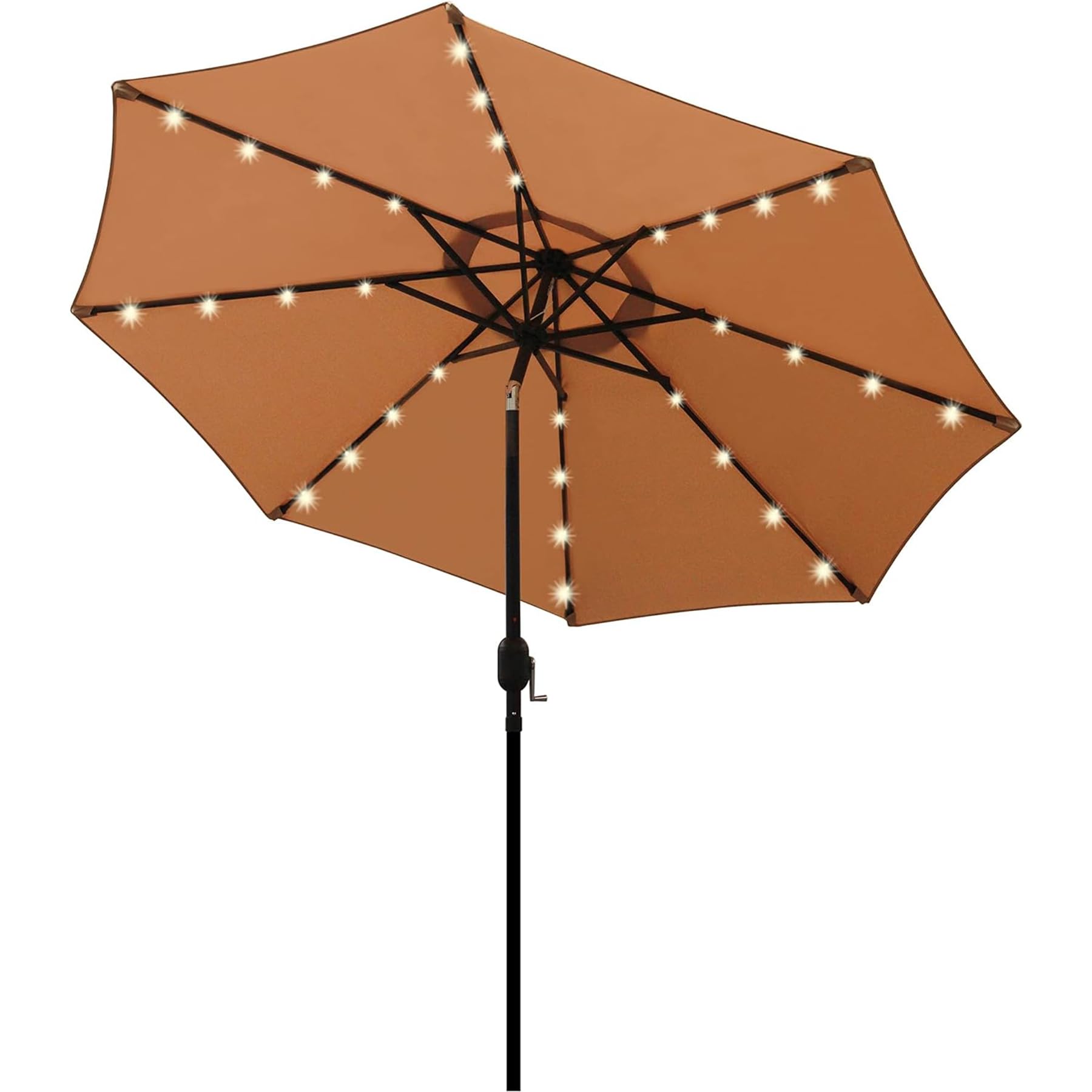 Blissun 9 ft Solar Umbrella 32 LED Lighted Patio Umbrella Table Market Umbrella with Tilt and Crank Outdoor Umbrella for Garden, Deck, Backyard, Pool and Beach (Cerulean)