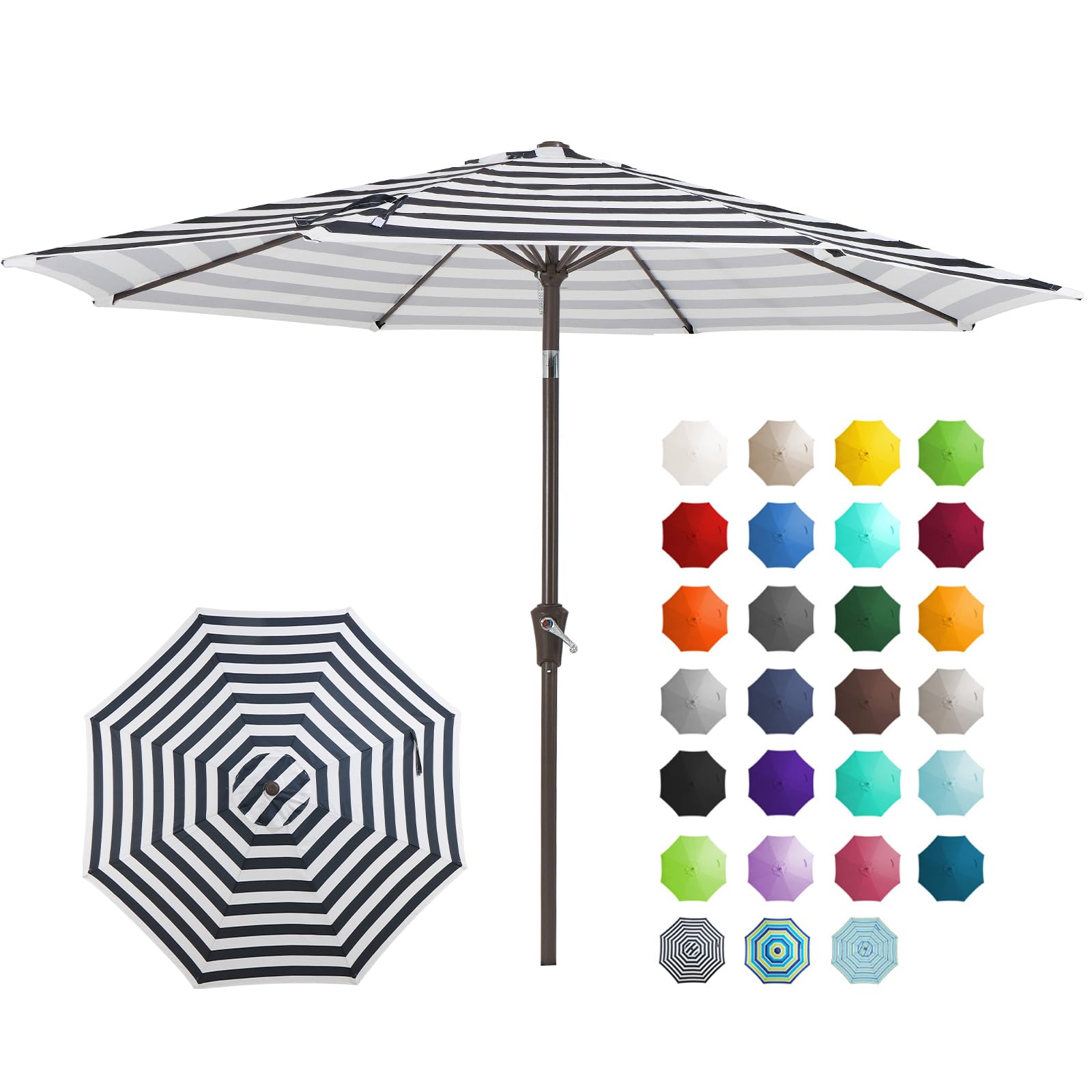 JEAREY 9FT Outdoor Patio Umbrella Outdoor Table Umbrella with Push Button Tilt and Crank, Market Umbrella 8 Sturdy Ribs UV Protection Waterproof for Garden, Deck, Backyard, Pool (Beige)