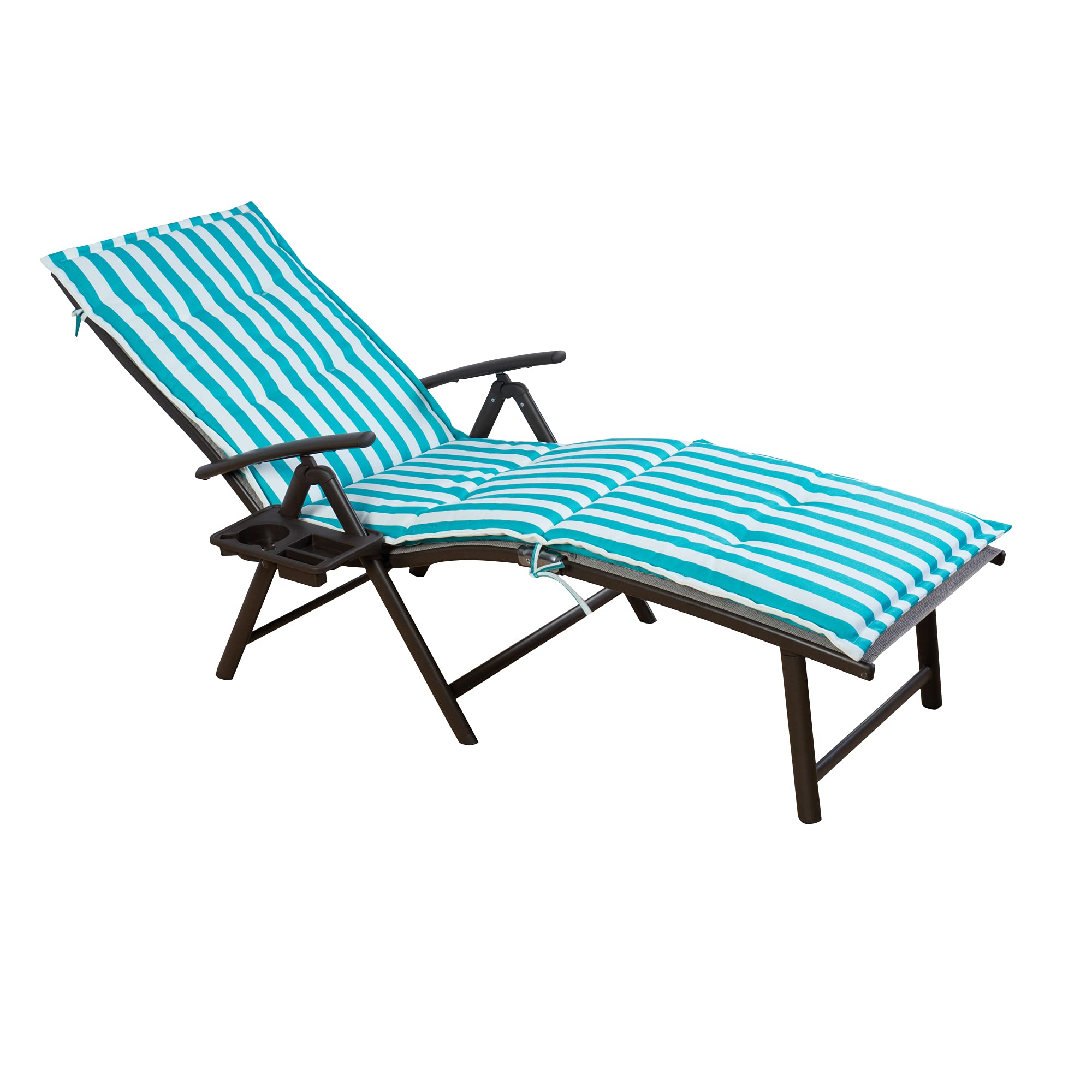 Kozyard Aluminum Outdoor Chaise Lounge Chair, Adjustable Reclining Patio Lounge with Drink Holder, Weather-Resistant Pool, Deck & Yard Recliner, Assemble-Free (1Pack, Beige)