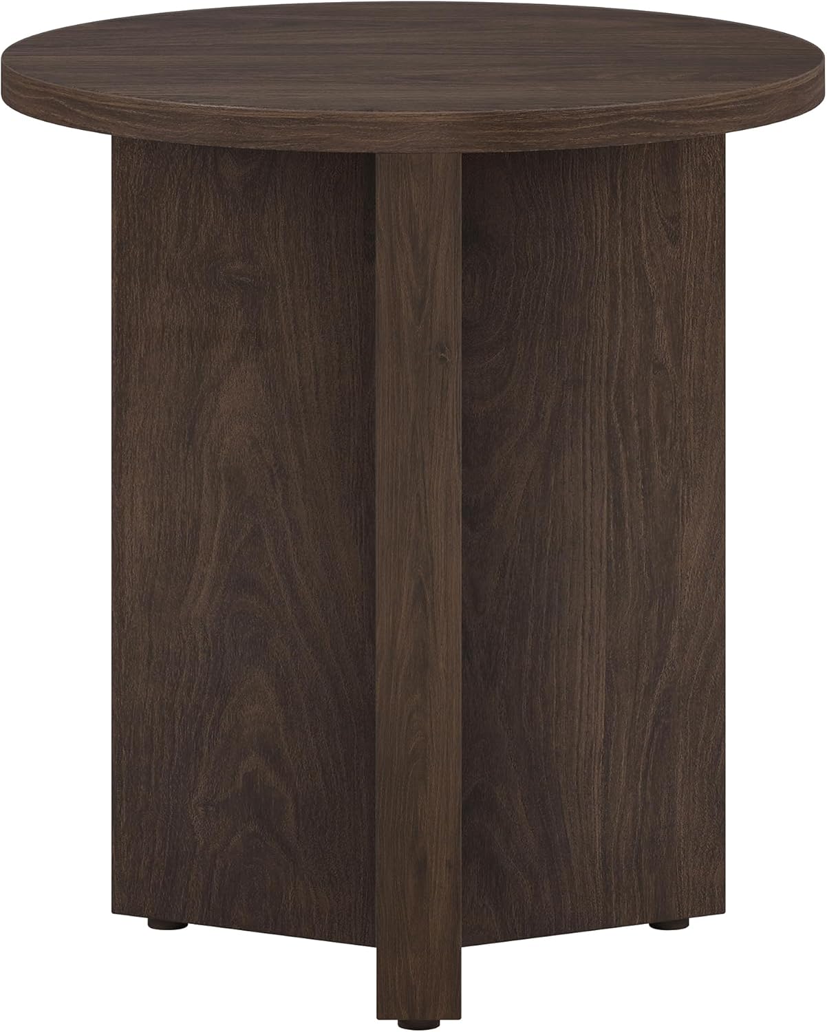 Henn&Hart 20" Scandinavian Round End Table, Side Table, Nightstand with X-Base for Living Room, Office, Family Room, or Bedroom, Rich Brown