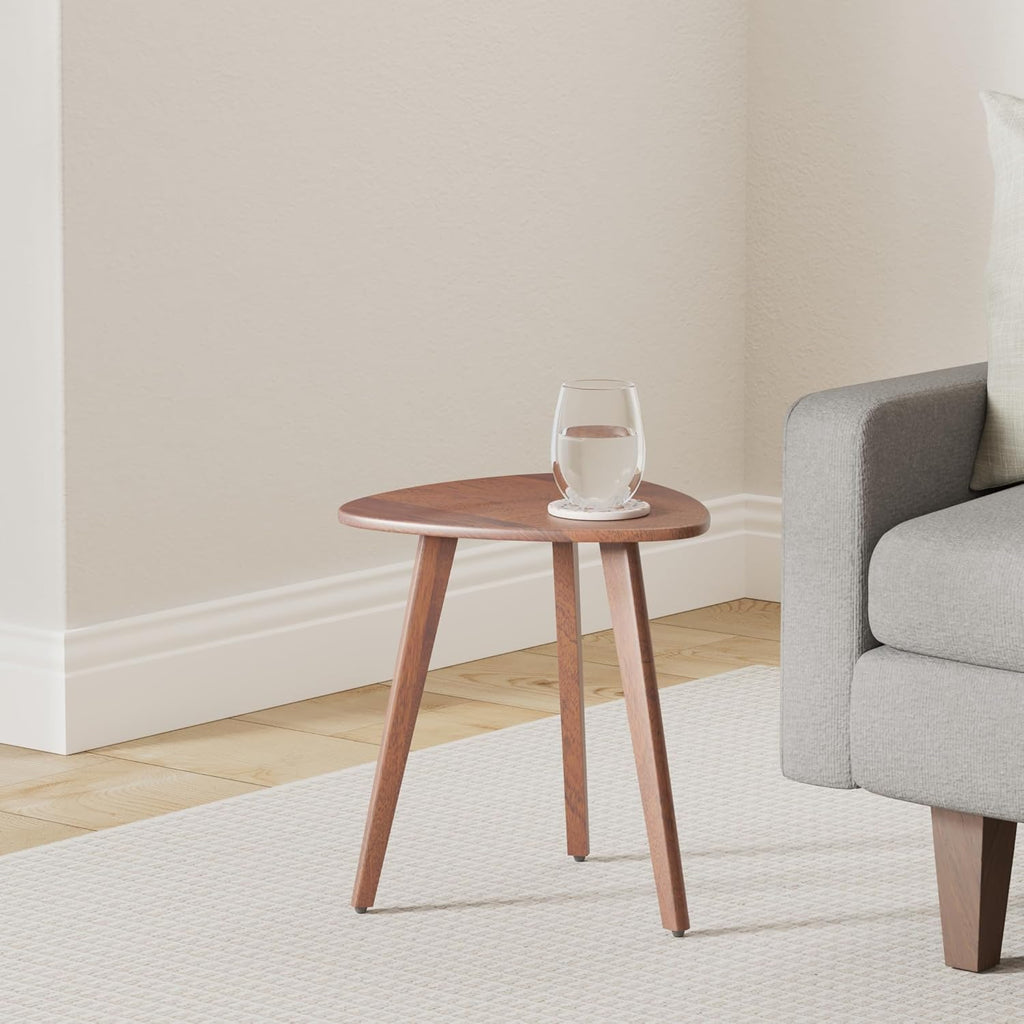 MH London Tri Pin Side Table I Handmade Natural Mango Wood, Naturally Moisture Resistant, Maintenance Free I 16" x 16" x 18" I Wandsworth, Walnut
