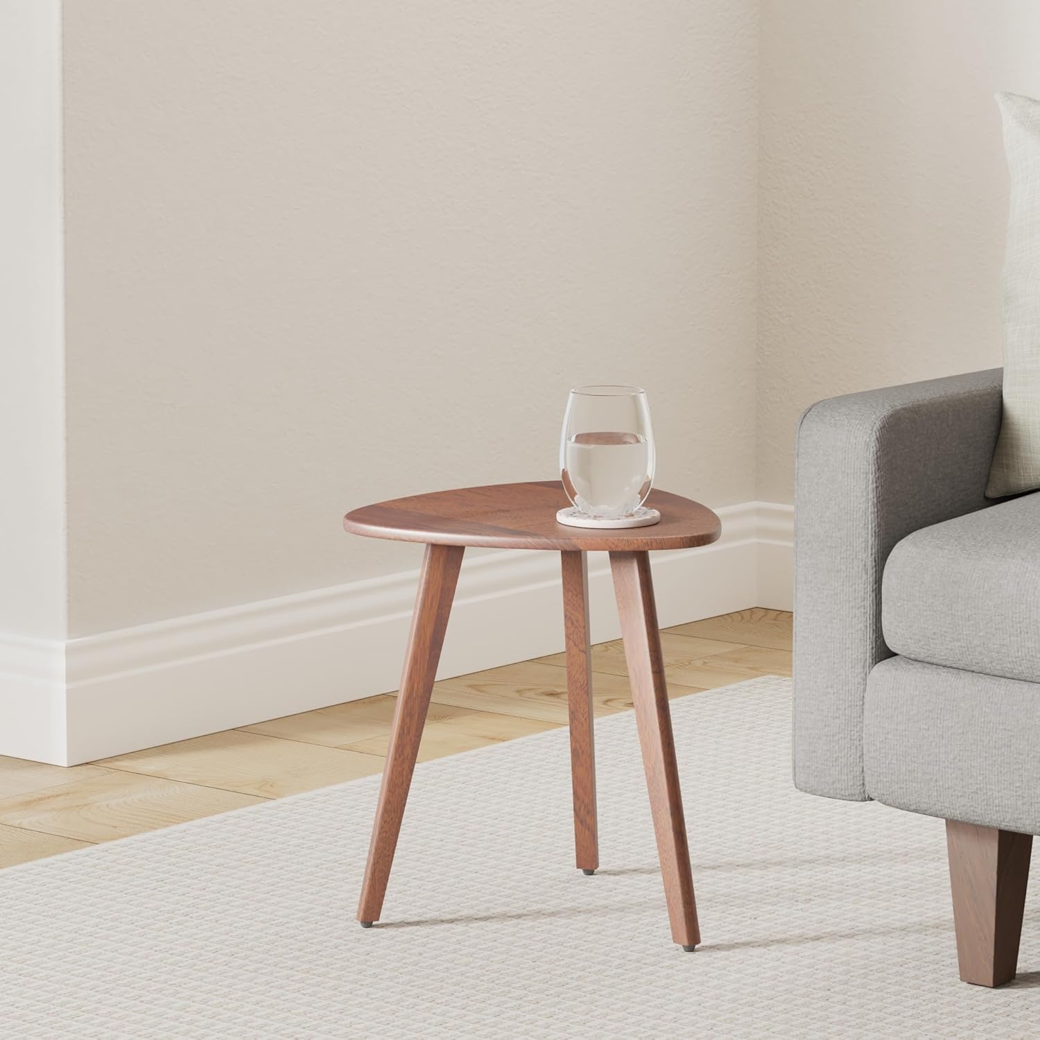 MH London Tri Pin Side Table I Handmade Natural Mango Wood, Naturally Moisture Resistant, Maintenance Free I 16" x 16" x 18" I Wandsworth, Walnut