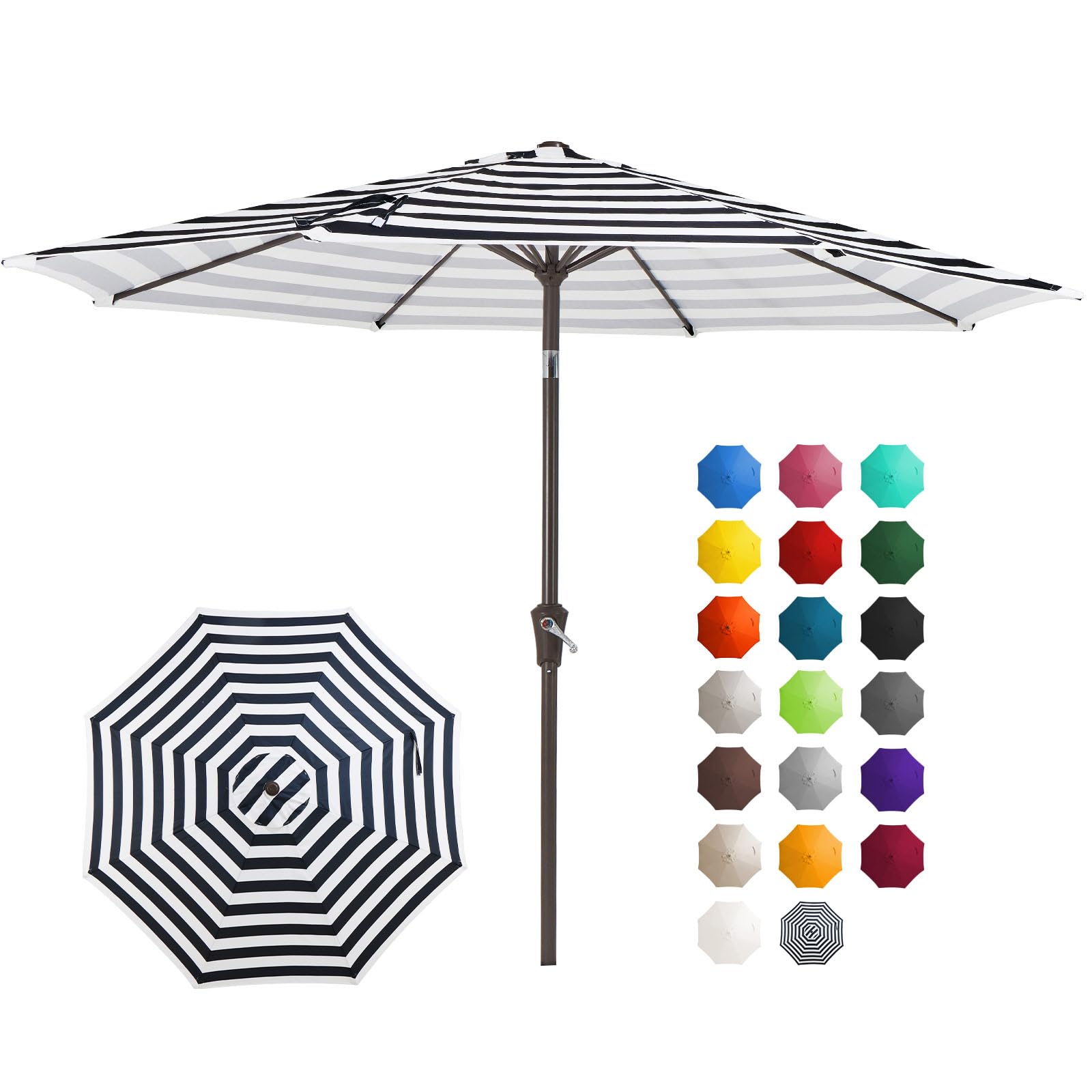 JEAREY 10FT Outdoor Patio Umbrella Outdoor Table Umbrella with Push Button Tilt and Crank, Market Umbrella 8 Sturdy Ribs UV Protection Waterproof for Pool, Garden (Navy)