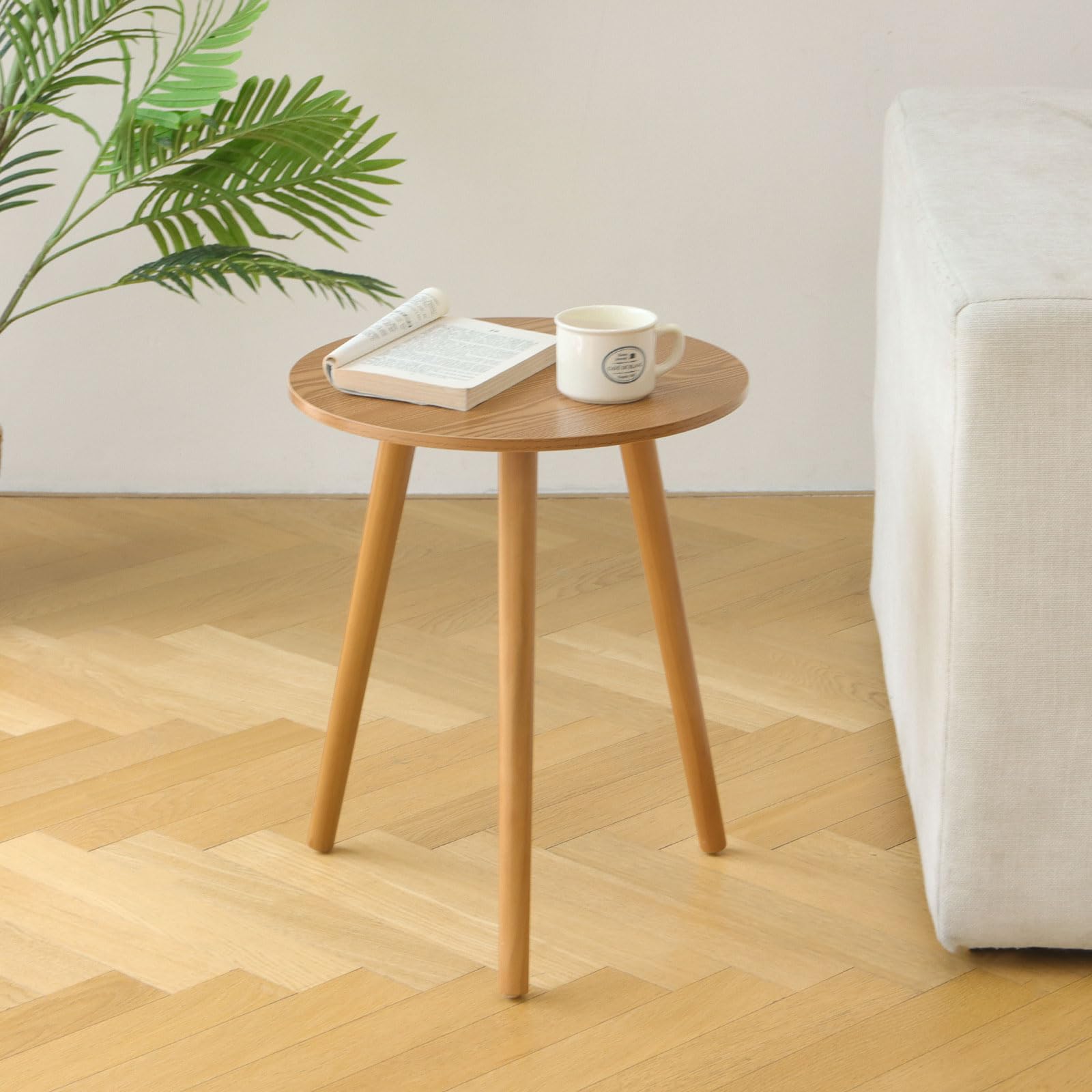AWASEN Side Table Round, Small Accent Table Nightstand Modern End Table for Living Room Bedroom Office Small Spaces, 15.7''D x 19.69''H(Natural Walnut)