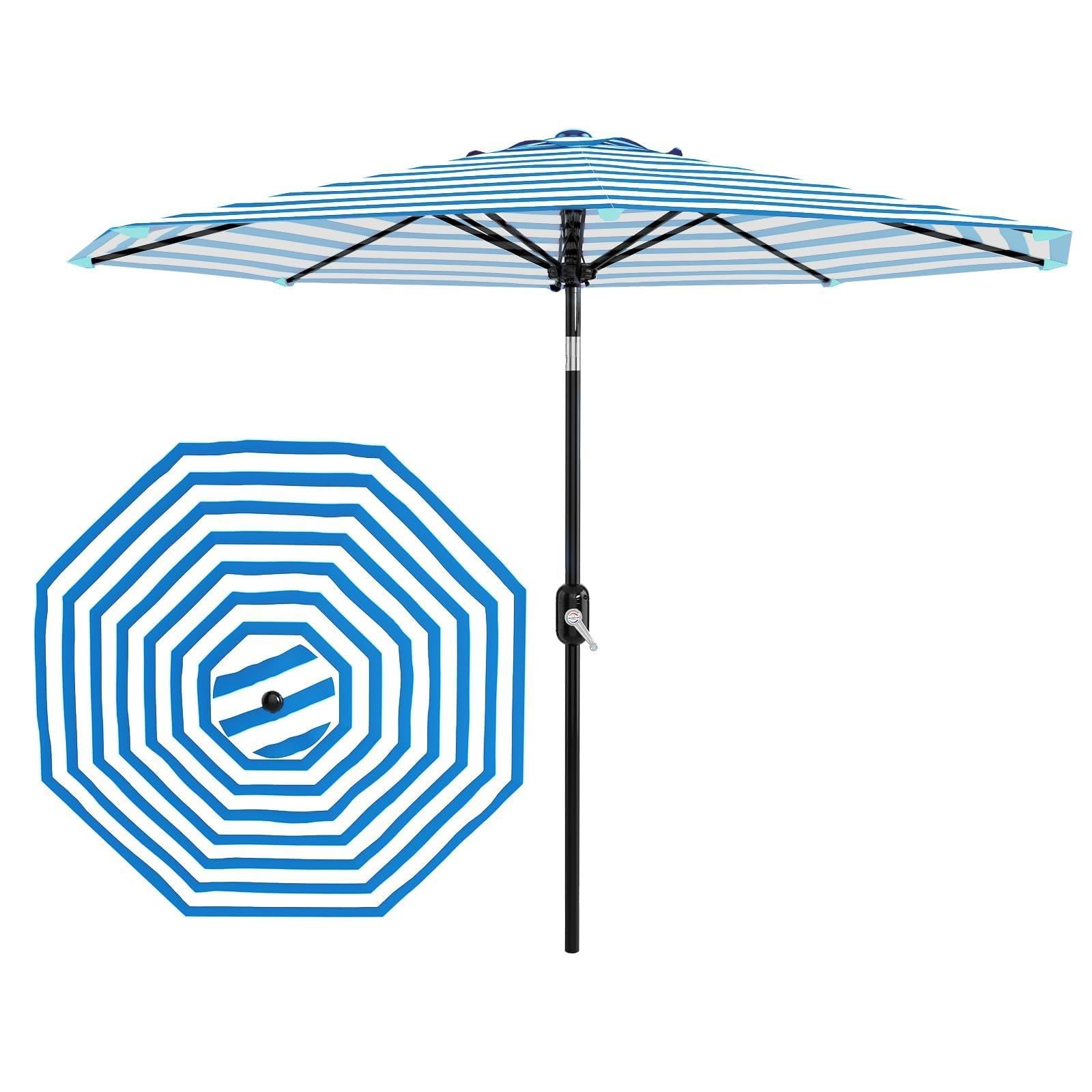 Garvee 9FT Patio Umbrella - Outdoor Table Umbrella with Smooth Crank Lift, Push Button Tilt and 8 Sturdy Ribs - Market Umbrella UV Protection Waterproof for Pool, Deck, Yard, Garden (Navy Blue)