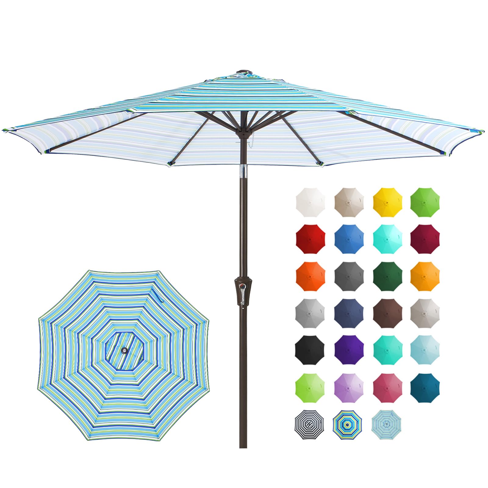 JEAREY 9FT Outdoor Patio Umbrella Outdoor Table Umbrella with Push Button Tilt and Crank, Market Umbrella 8 Sturdy Ribs UV Protection Waterproof for Garden, Deck, Backyard, Pool (Beige)