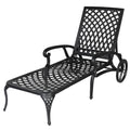 Outvita Lounge Chairs for Outside, Patio Cast Aluminum Recliner with Adjustable Back and Rolling Wheels for Backyard Porch Pool Balcony Deck (Bronze)