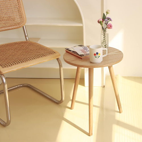 AWASEN Side Table Round, Small Accent Table Nightstand Modern End Table for Living Room Bedroom Office Small Spaces, 15.7''D x 19.69''H(Natural Walnut)