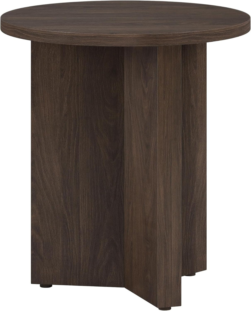 Henn&Hart 20" Scandinavian Round End Table, Side Table, Nightstand with X-Base for Living Room, Office, Family Room, or Bedroom, Rich Brown