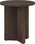Henn&Hart 20" Scandinavian Round End Table, Side Table, Nightstand with X-Base for Living Room, Office, Family Room, or Bedroom, Rich Brown