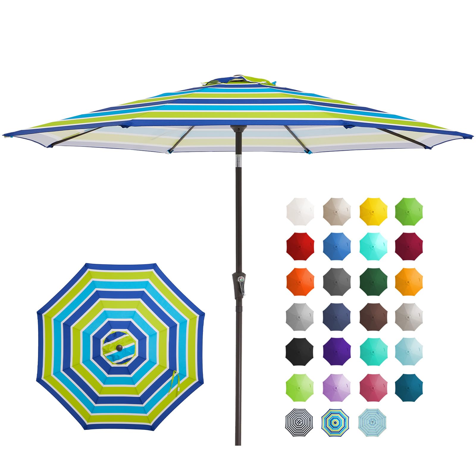 JEAREY 9FT Outdoor Patio Umbrella Outdoor Table Umbrella with Push Button Tilt and Crank, Market Umbrella 8 Sturdy Ribs UV Protection Waterproof for Garden, Deck, Backyard, Pool (Beige)