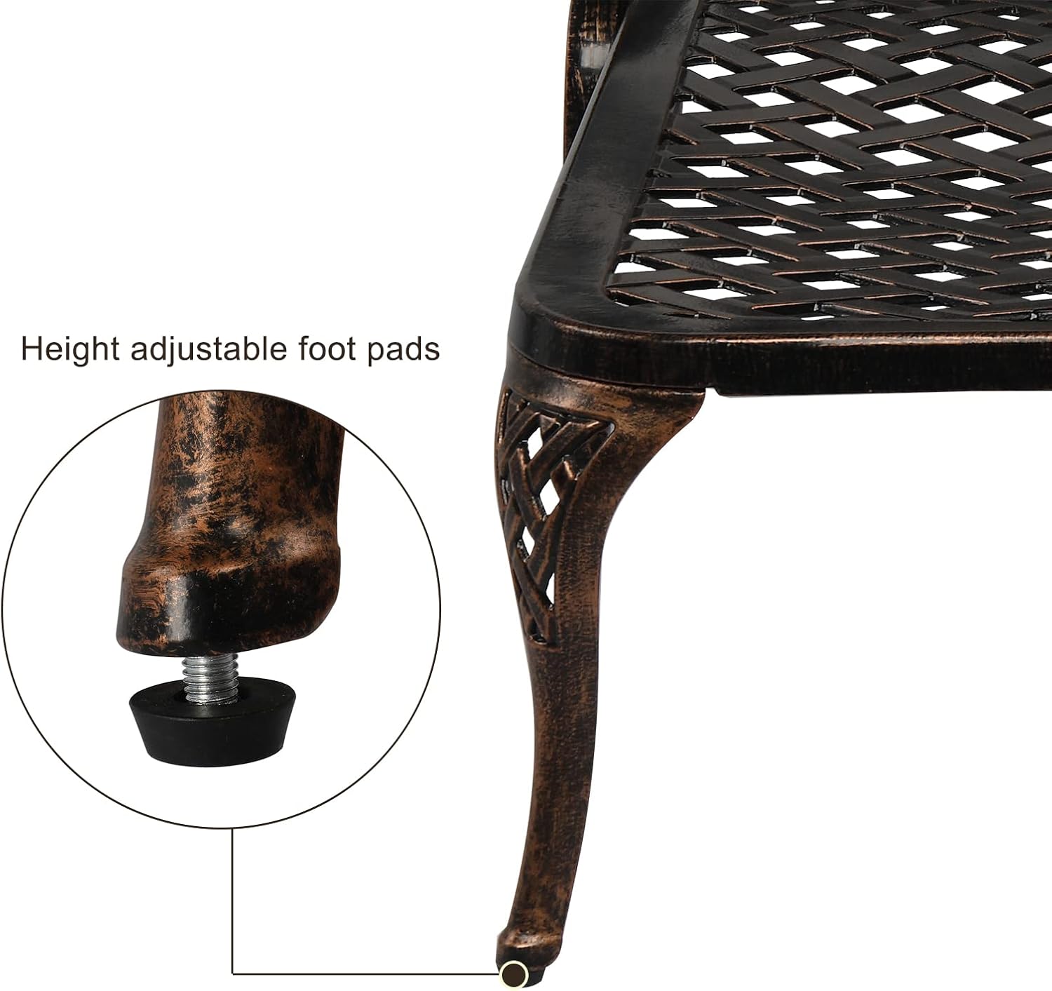 VINGLI Cast Aluminum Outdoor Chaise Lounge Chair with Wheels, Patio Chaise Lounge with 3-Position Adjustable Backrest, Tanning Chair Reclining Chair for Poolside (Bronze, with Cushion)