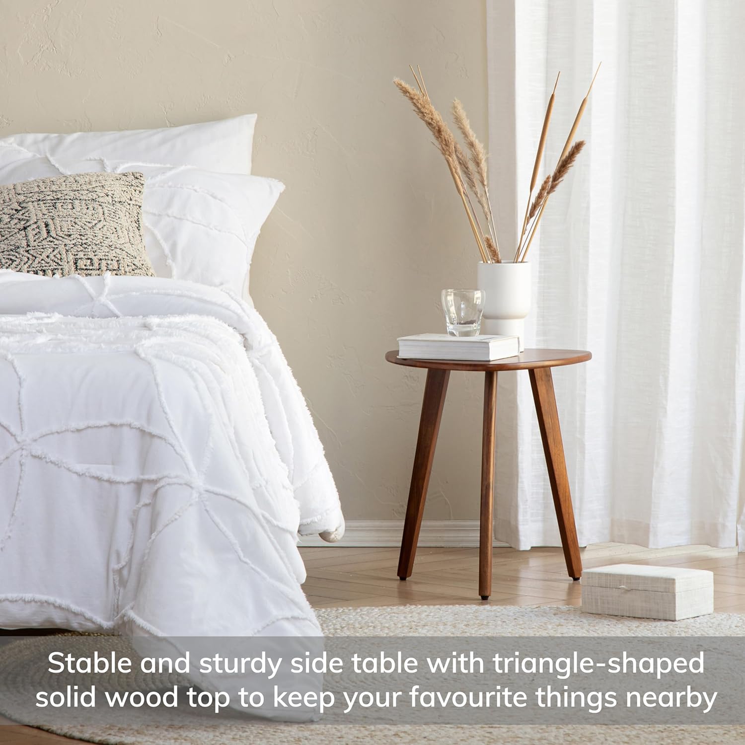MH London Tri Pin Side Table I Handmade Natural Mango Wood, Naturally Moisture Resistant, Maintenance Free I 16" x 16" x 18" I Wandsworth, Walnut