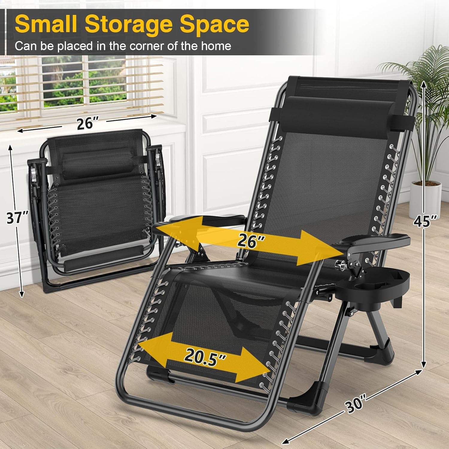 Suteck Zero Gravity Chair, Reclining Camping Lounge Chair with Aluminum Alloy Lock, Folding Patio Recliner w/Removable Pad, Adjustable Headrest and Side Tray for Outdoor Patio, Lawn, and Camping