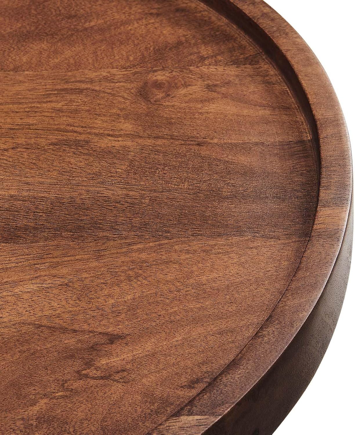 Modway Chiro Solid Wood Side Table in Walnut with Tray Top - Mid-Century Modern Round Accent Table - Small Bedside Table with Tapered Legs - Living Room End Table