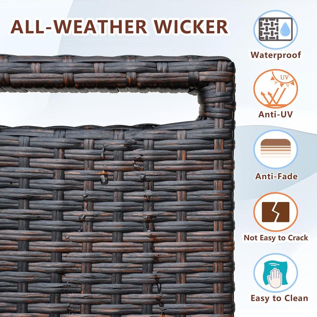 Babylon Outdoor Recliner Wicker Patio Adjustable Recliner Chair with Cushions, Rust-Resistant Aluminum Frame,All-Weather Resin Rattan, Brown& Khaki
