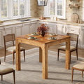 31.5" Square Farmhouse Dining Table, Solid Wood Rustic Kitchen Table with 3D Textured Tabletop, Wooden Dinner for Dining Room, Living Room Furniture, Easy Assembly, Brown